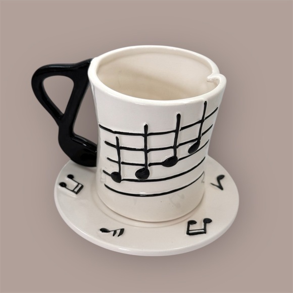 Vintage Other - Vintage WNY 1985 Musical Note Ceramic Mug and Saucer